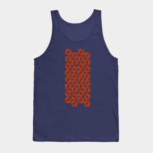 Red and Orange Daisy Flower Pattern (on navy) Tank Top